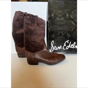 Sam Edelman Pembrooke Espresso Suede Tall Boots Size 10 M